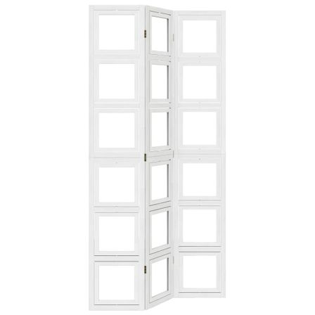 Cloison de séparation 3 panneaux blanc bois de paulownia massif