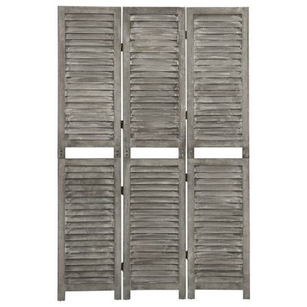 Cloison de séparation 3 panneaux Gris 106,5x166 cm Bois solide