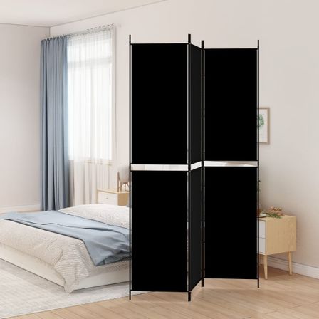 Cloison de séparation 3 panneaux Noir 150x220 cm Tissu