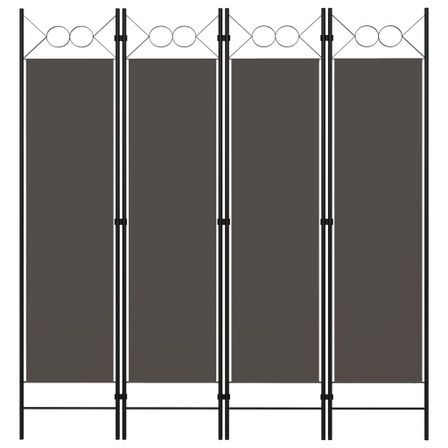 Cloison de séparation 4 panneaux Anthracite 160 x 180 cm