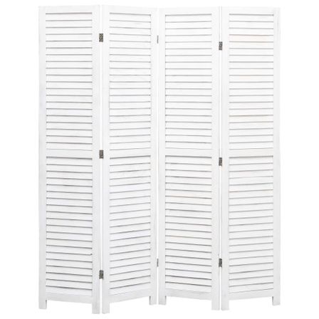 Cloison de séparation 4 panneaux Blanc 140x165 cm Bois