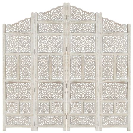 Cloison de séparation 4 panneaux Blanc 160x165 cm Bois manguier 2