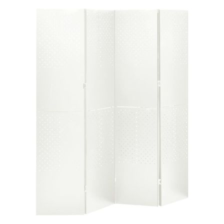 Cloison de séparation 4 panneaux Blanc 160x180 cm Acier