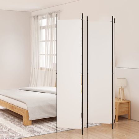 Cloison de séparation 4 panneaux Blanc 200x220 cm Tissu