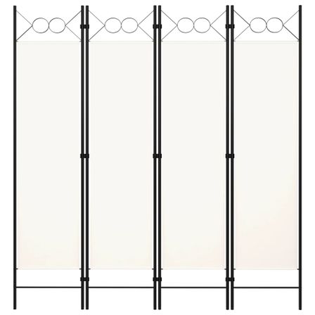 Cloison de séparation 4 panneaux Blanc crème 160x180 cm