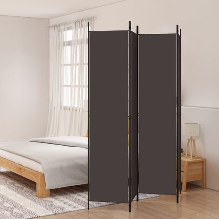 Cloison de séparation 4 panneaux Marron 200x220 cm Tissu