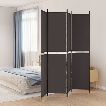 Cloison de séparation 4 panneaux Marron 200x220 cm Tissu