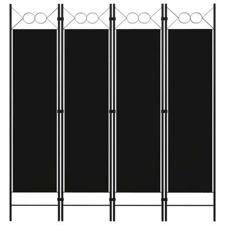 Cloison de séparation 4 panneaux Noir 160 x 180 cm