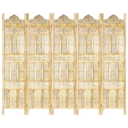 Cloison de séparation 5 panneaux 200x165 cm Bois de manguier