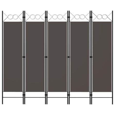 Cloison de séparation 5 panneaux Anthracite 200x180 cm