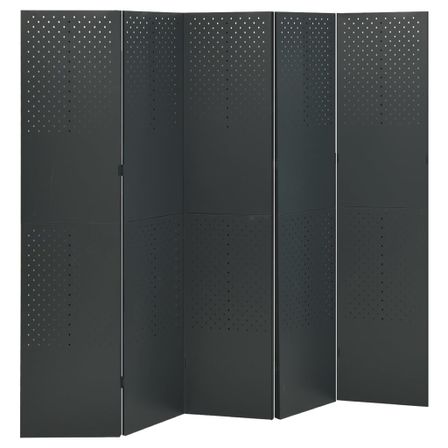 Cloison de séparation 5 panneaux Anthracite 200x180 cm Acier