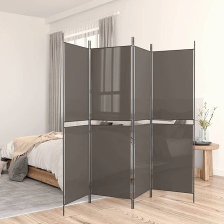 Cloison de séparation 5 panneaux Anthracite 250x200 cm Tissu