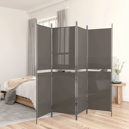 Cloison de séparation 5 panneaux Anthracite 250x220 cm Tissu