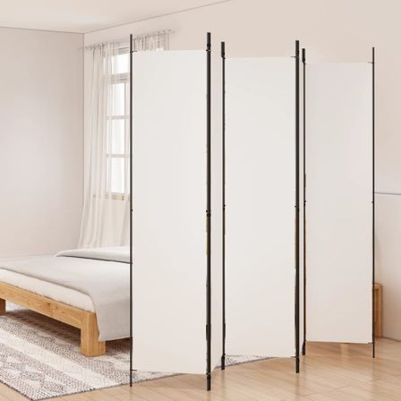 Cloison de séparation 5 panneaux Blanc 250x220 cm Tissu