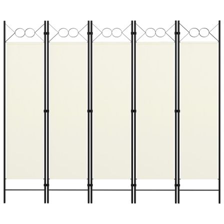 Cloison de séparation 5 panneaux Blanc crème 200x180 cm