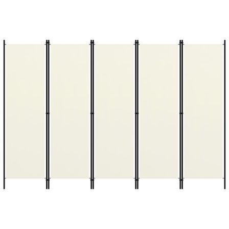 Cloison de séparation 5 panneaux Blanc crème 250x180 cm