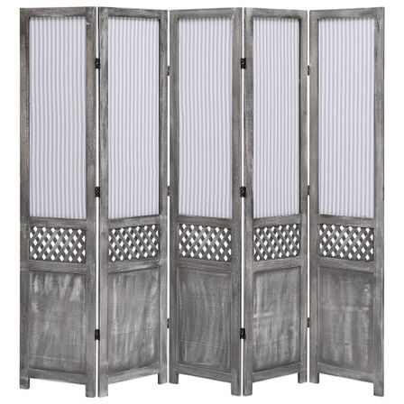 Cloison de séparation 5 panneaux Gris 175x165 cm Tissu 2