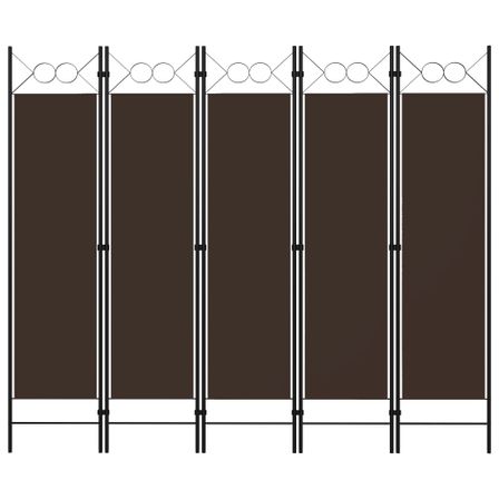 Cloison de séparation 5 panneaux Marron 200x180 cm