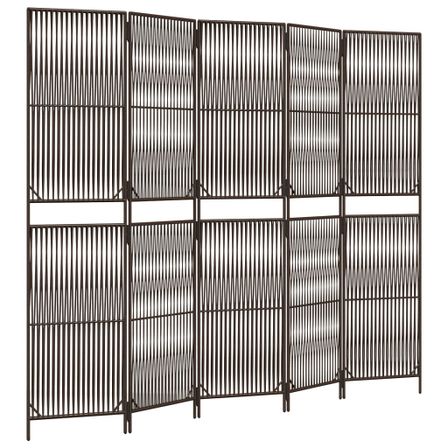 Cloison de séparation 5 panneaux marron résine tressée
