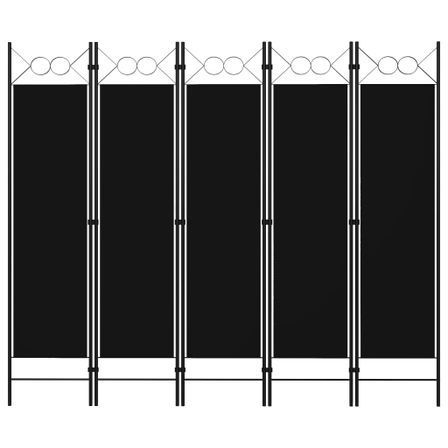 Cloison de séparation 5 panneaux Noir 200x180 cm