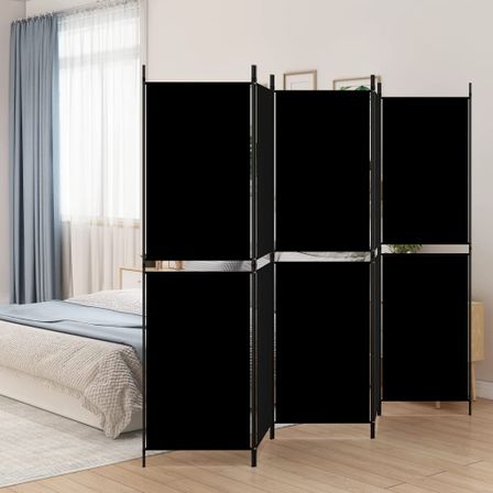Cloison de séparation 5 panneaux Noir 250x180 cm Tissu