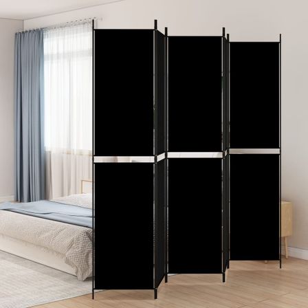 Cloison de séparation 5 panneaux Noir 250x220 cm Tissu