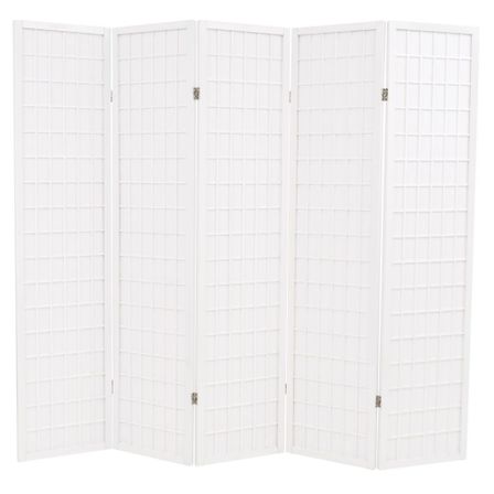 Cloison de séparation 5 panneaux Style japonais 200x170cm Blanc