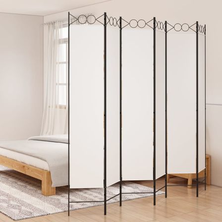 Cloison de séparation 6 panneaux Blanc 240x220 cm Tissu