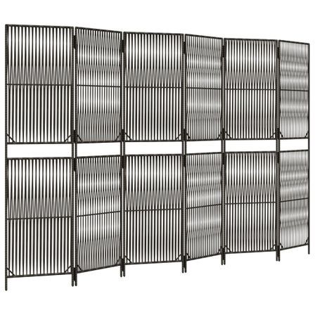 Cloison de séparation 6 panneaux gris résine tressée