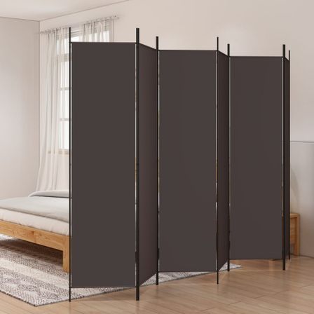 Cloison de séparation 6 panneaux Marron 300x200 cm Tissu
