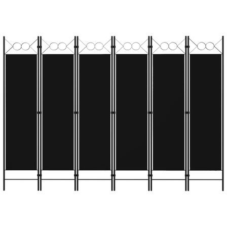 Cloison de séparation 6 panneaux Noir 240x180 cm