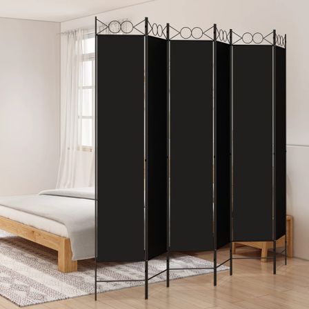 Cloison de séparation 6 panneaux Noir 240x220 cm Tissu
