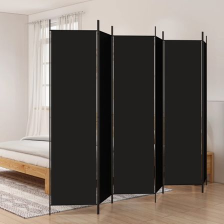 Cloison de séparation 6 panneaux Noir 300x200 cm Tissu
