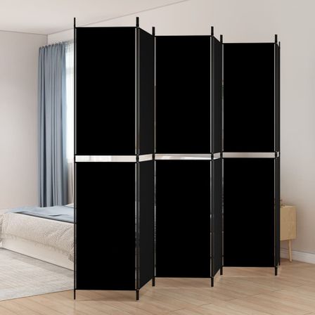 Cloison de séparation 6 panneaux Noir 300x220 cm Tissu