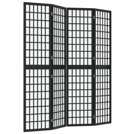 Cloison de séparation pliable 4 panneaux 160x170 cm Noir