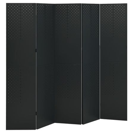 Cloisons de séparation 5 panneaux 2 pcs Noir 200x180 cm Acier