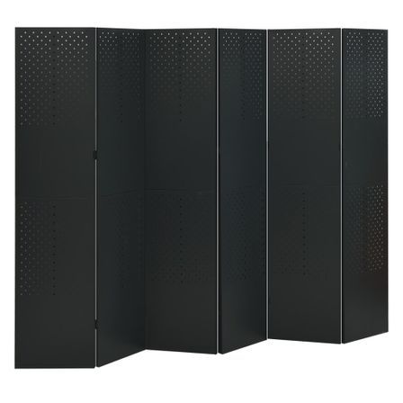 Cloisons de séparation 6 panneaux 2 pcs Noir 240x180 cm Acier