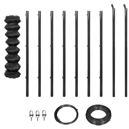 Clôture à mailles avec poteaux et ferrure 1,25x15 m Gris