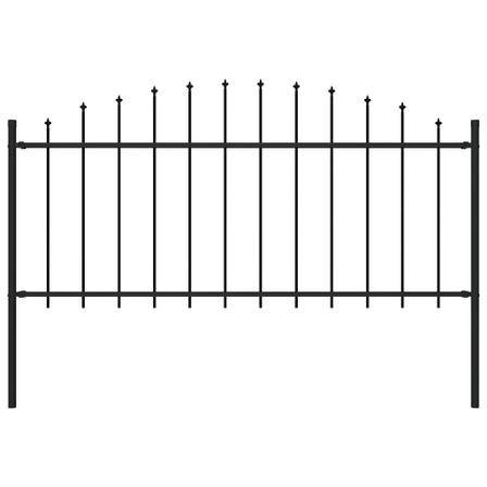 Clôture de jardin à dessus en lance Acier (0,5-0,75)x1,7 m Noir