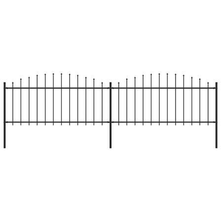 Clôture de jardin à dessus en lance Acier (0,5-0,75)x3,4 m Noir