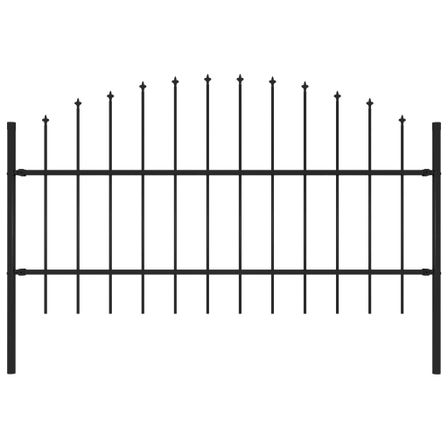 Clôture de jardin à dessus en lance Acier (0,75-1)x1,7 m Noir