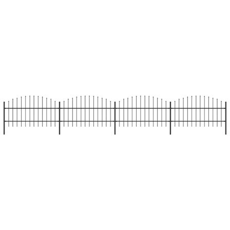 Clôture de jardin à dessus en lance Acier (0,75-1)x6,8 m Noir