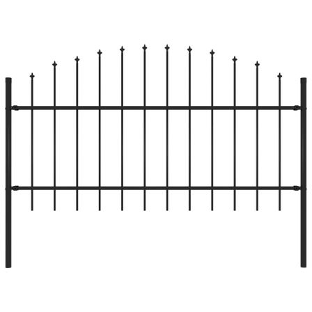Clôture de jardin à dessus en lance Acier (1-1,25)x1,7 m Noir