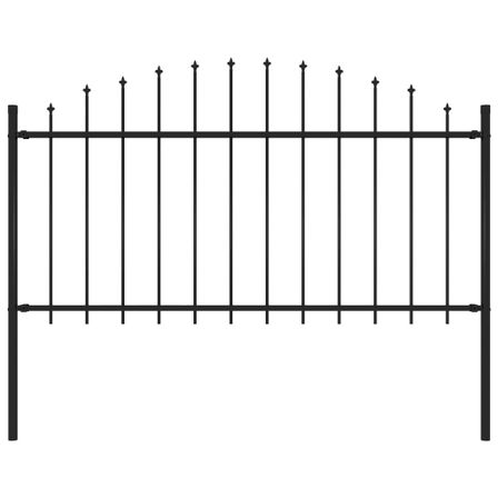 Clôture de jardin à dessus en lance Acier (1,25-1,5)x1,7 m Noir