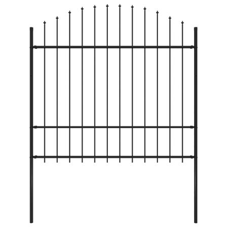 Clôture de jardin à dessus en lance Acier (1,5-1,75)x1,7 m Noir