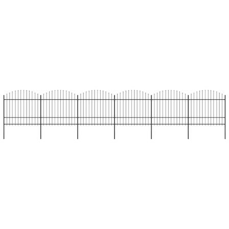 Clôture de jardin à dessus en lance Acier (1,5-1,75)x10,2m Noir