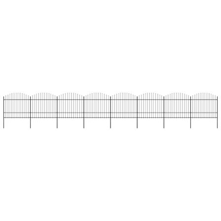 Clôture de jardin à dessus en lance Acier (1,5-1,75)x13,6m Noir