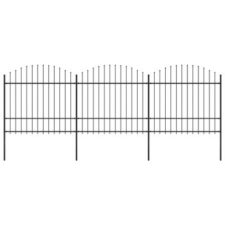 Clôture de jardin à dessus en lance Acier (1,5-1,75)x5,1 m Noir