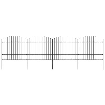 Clôture de jardin à dessus en lance Acier (1,5-1,75)x6,8 m Noir