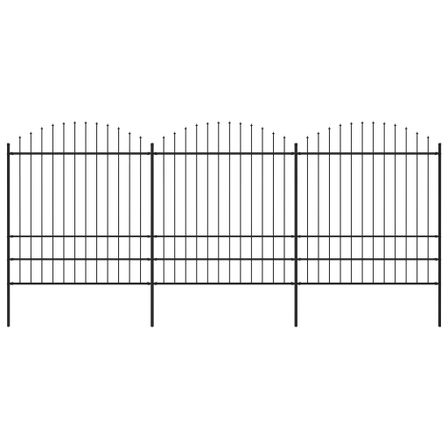 Clôture de jardin à dessus en lance Acier (1,75-2)x5,1 m Noir